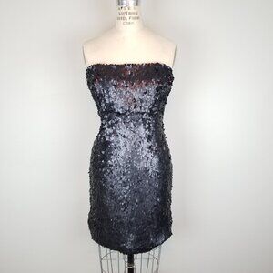 Sparkle & Fade Black Sequin Strapless Pencil Cocktail Party Dress Ladies Size 10